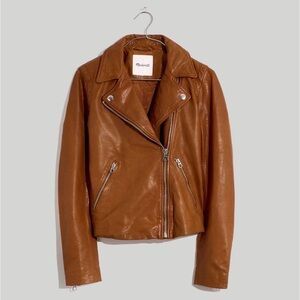 NWOT Madewell Washed Leather Motorcycle Jacket in Dried Cedar - Large